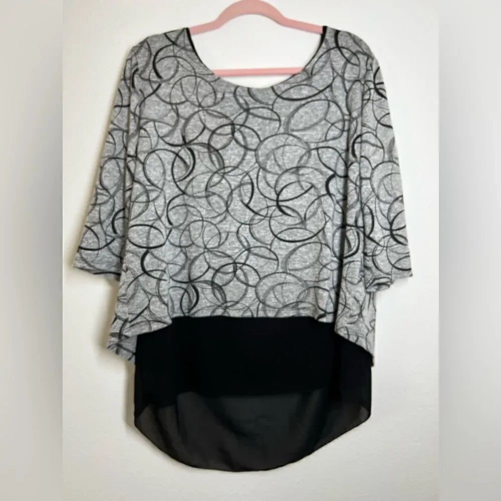 Top Tunic Long Sleeve Stretch | Color Black White size M